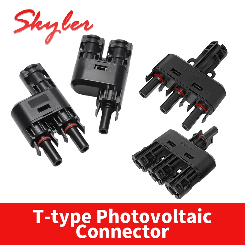 1 set T-type 3-way 4 way Photovoltaic Connector MC Series Solar Panel Assembly 1 to 2 1 to 3 Connection Combination Plug Adapter