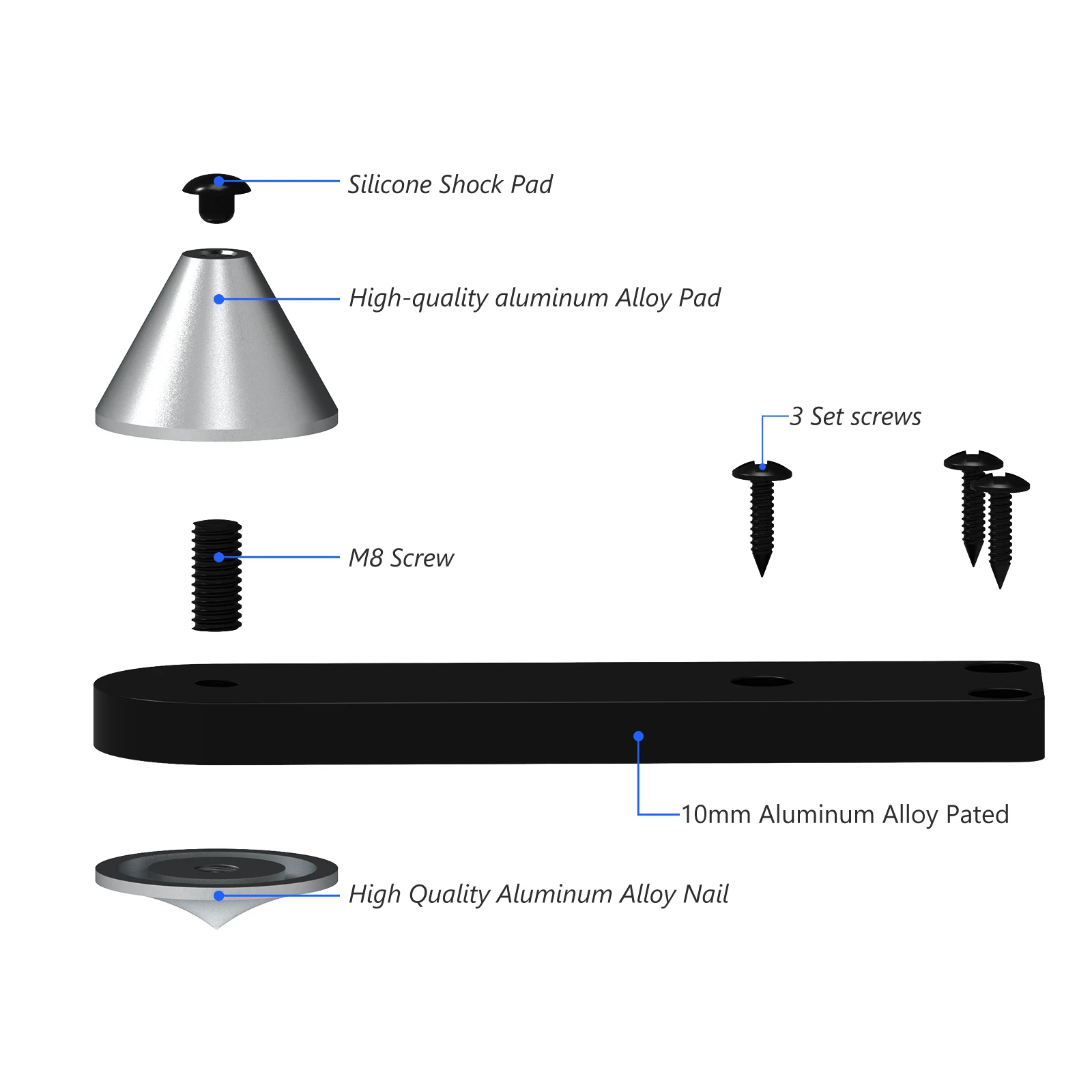 Stoßdämpfer Subwofer Stoßfest Spike Preffair 4PCS SP1500S Lautsprecher Spike Halterung Boden Lautsprecher Füße Kombiniert Typ