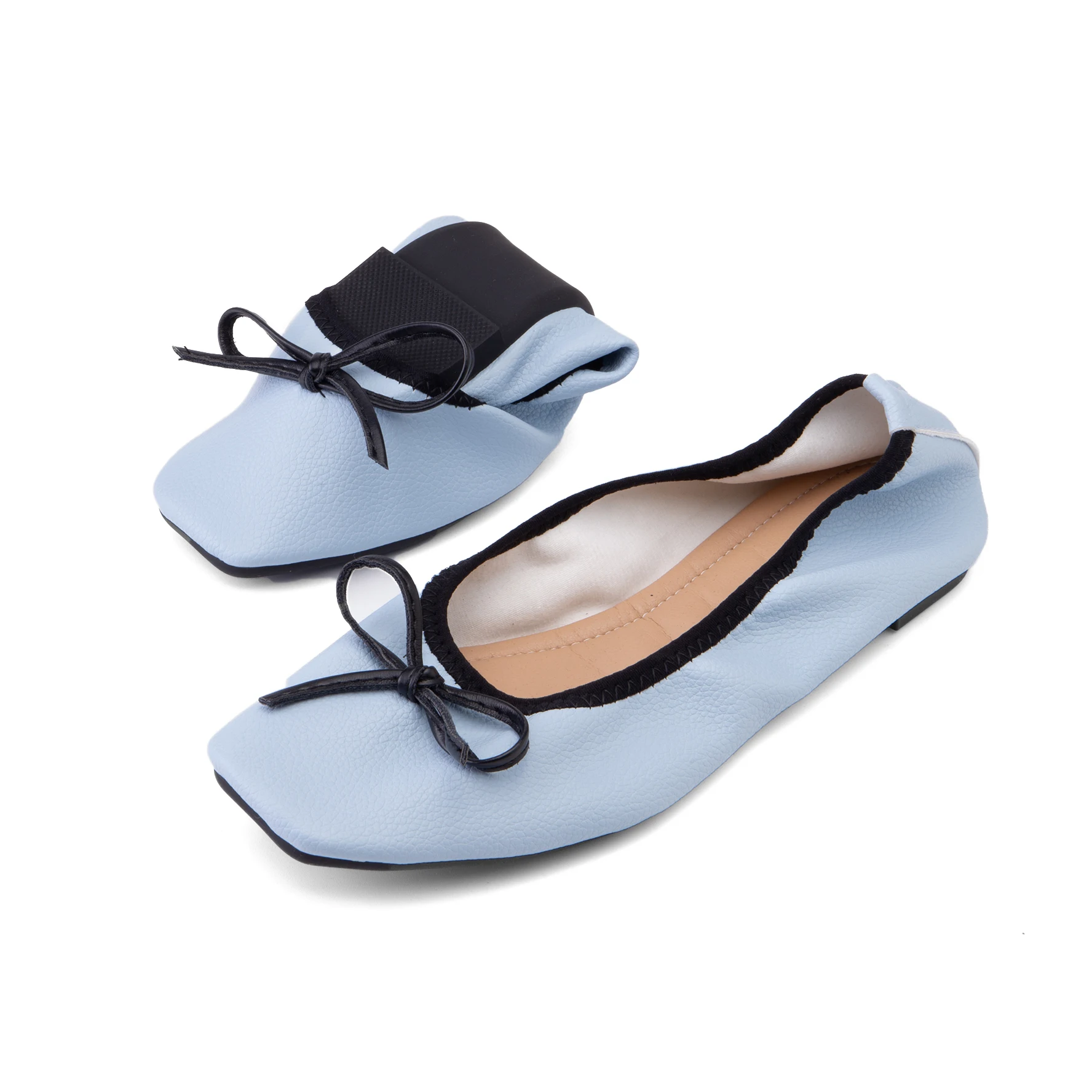 Miękkie skórzane buty damskie Casual Ballet Flats 2024 Wiosna Jesień Sznurowane kokardki Wygodne buty z kwadratowymi noskami Rozmiar 34-51