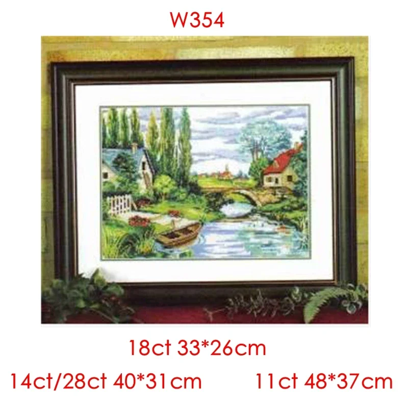 Cross Stitch Kit Small Bridge Water House can be Customized Printed cloth hand Embroidery Material Kit