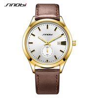 SINOBI Top Luxury Men's Quartz Watches Original Design Man's Leather Strap Wristwatches Best Gifts Clock for Male Reloj Hombre