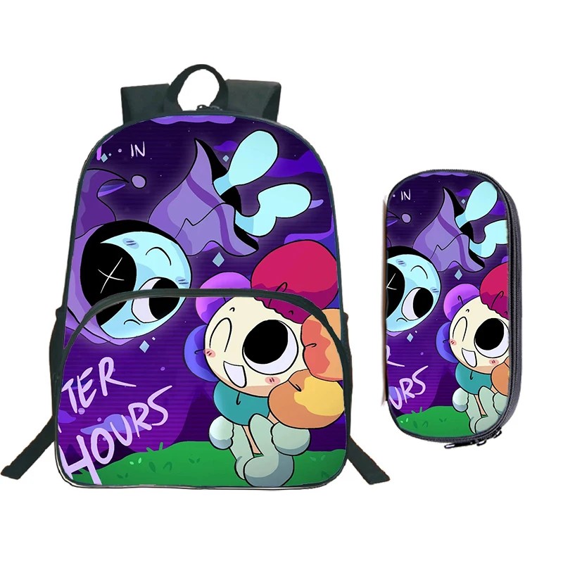 Children's 2pcs Set Backpack Dandys World Print School Bags Large Capacity Cartoon Anime Game Backpacks Kids Bags for Boys Girls