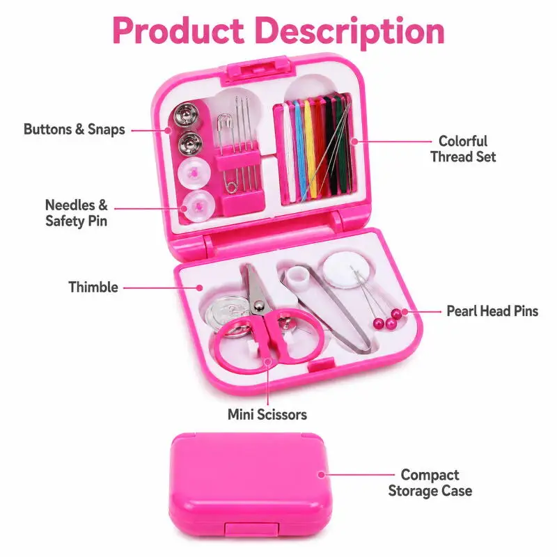Tragbares Mini-Nähset Reisebox Haushalts-Essentials Nadel Faden Schere Knöpfe Nähnadeln Organizer Kompakte Nähbox – Detail 3
