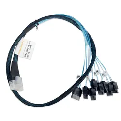 SlimSAS SFF8654 8i to 8*SATA 12G/PCIe4.0 NVMe Cable 80CM Length 32AWG Compatible with Broadcom RAID or HBA Card