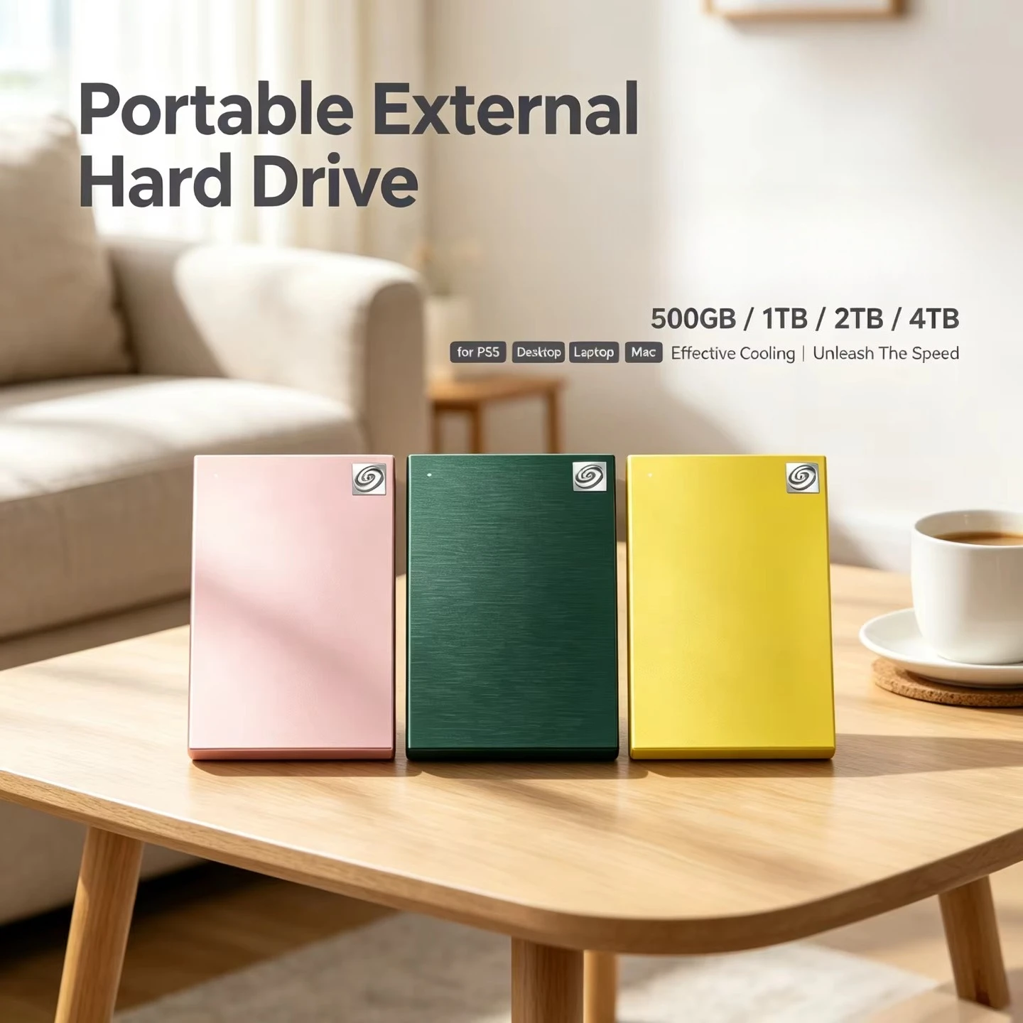 Portable External SSD Wide Compatibility with PC Laptop Mac for Office Gaming Creation USB 3.0 Secure Encrypted Backup 1TB 2TB
