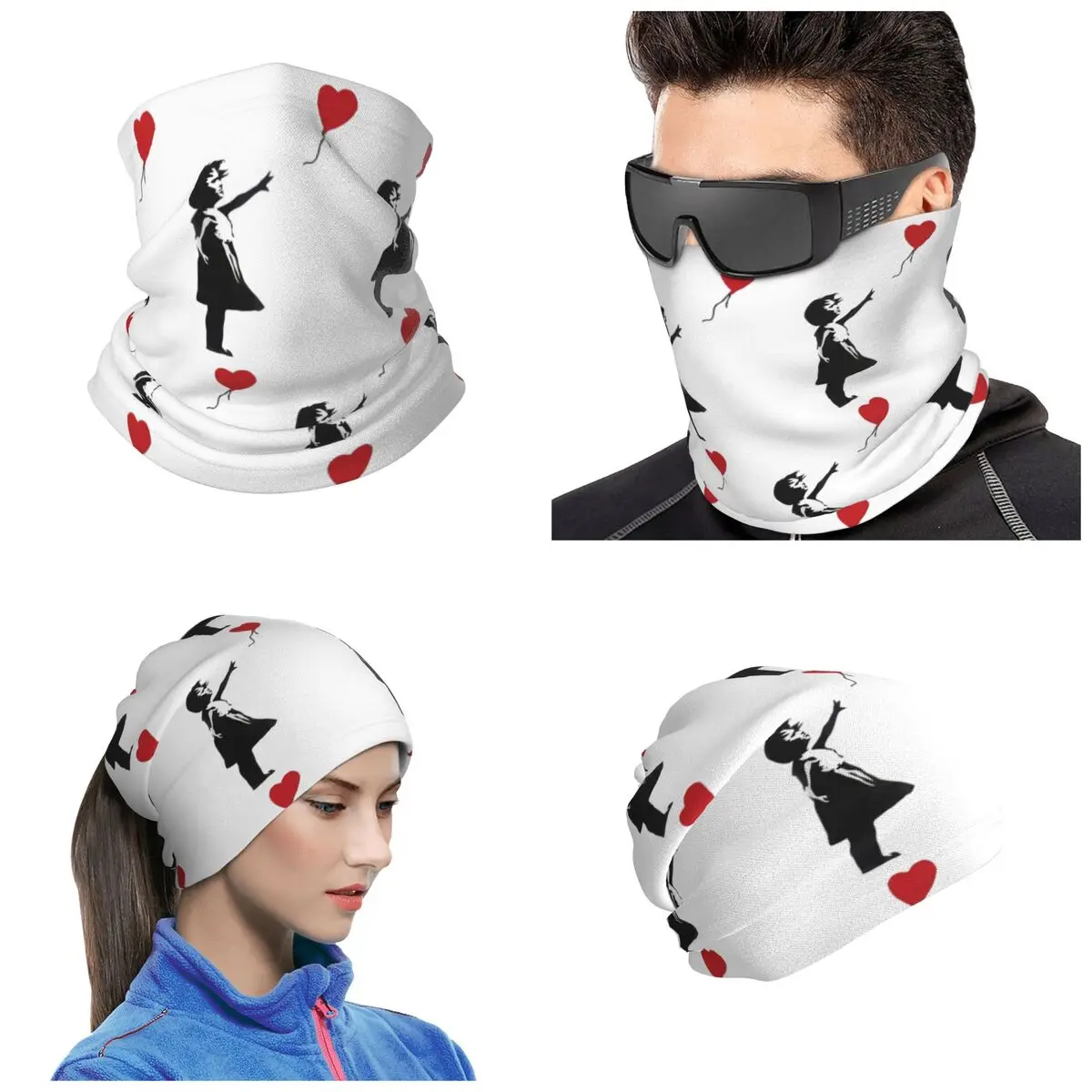 Banksy - Girl With Balloon Bandana Neck Gaiter Printed Face Scarf Hiking Fishing Headband For Men Women Adult Breathable