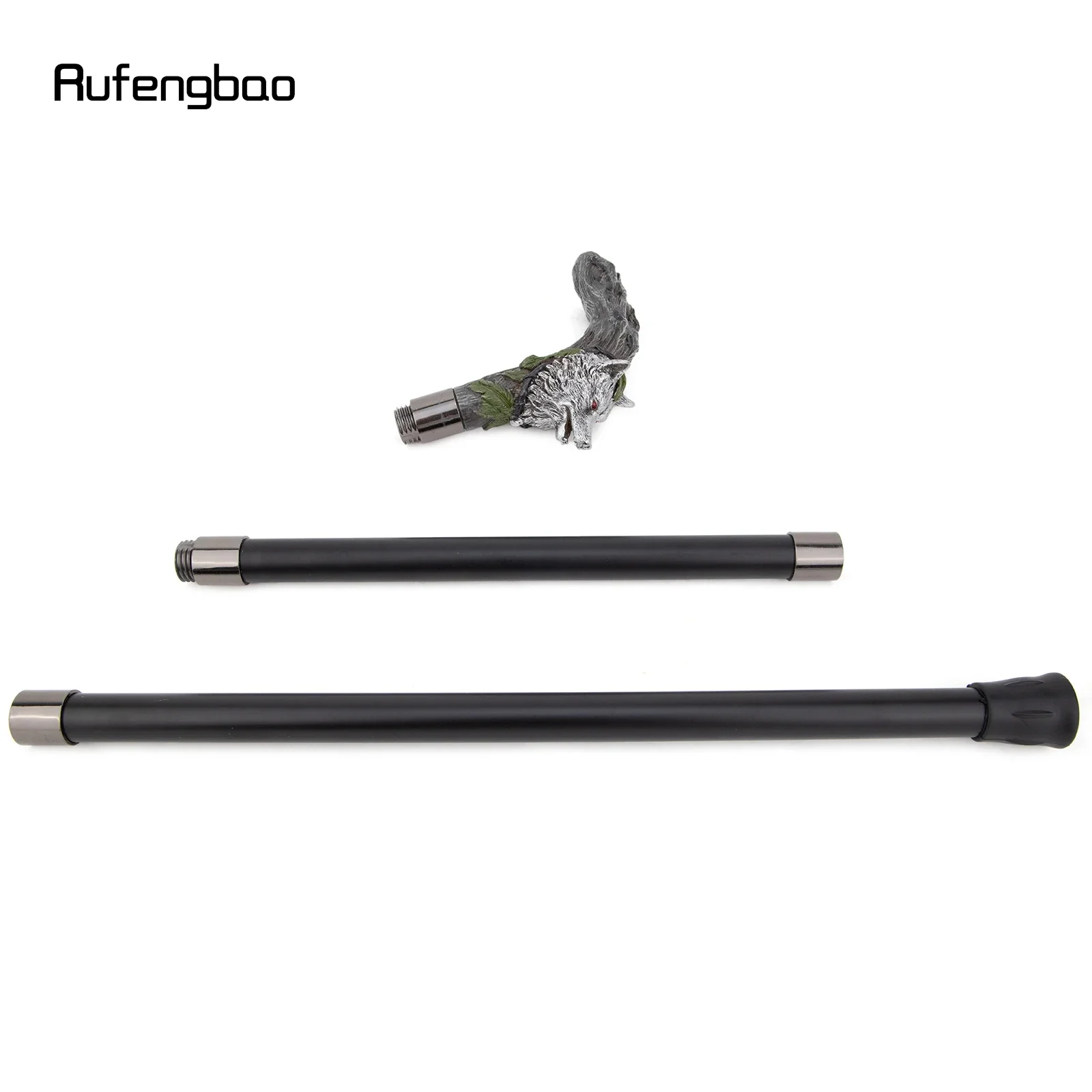 Silver Resin Wolf Head Tree Root Walking Cane Stick for Cosplay Everyday Use with Deluxe Box 93cm Performance Stage Cane