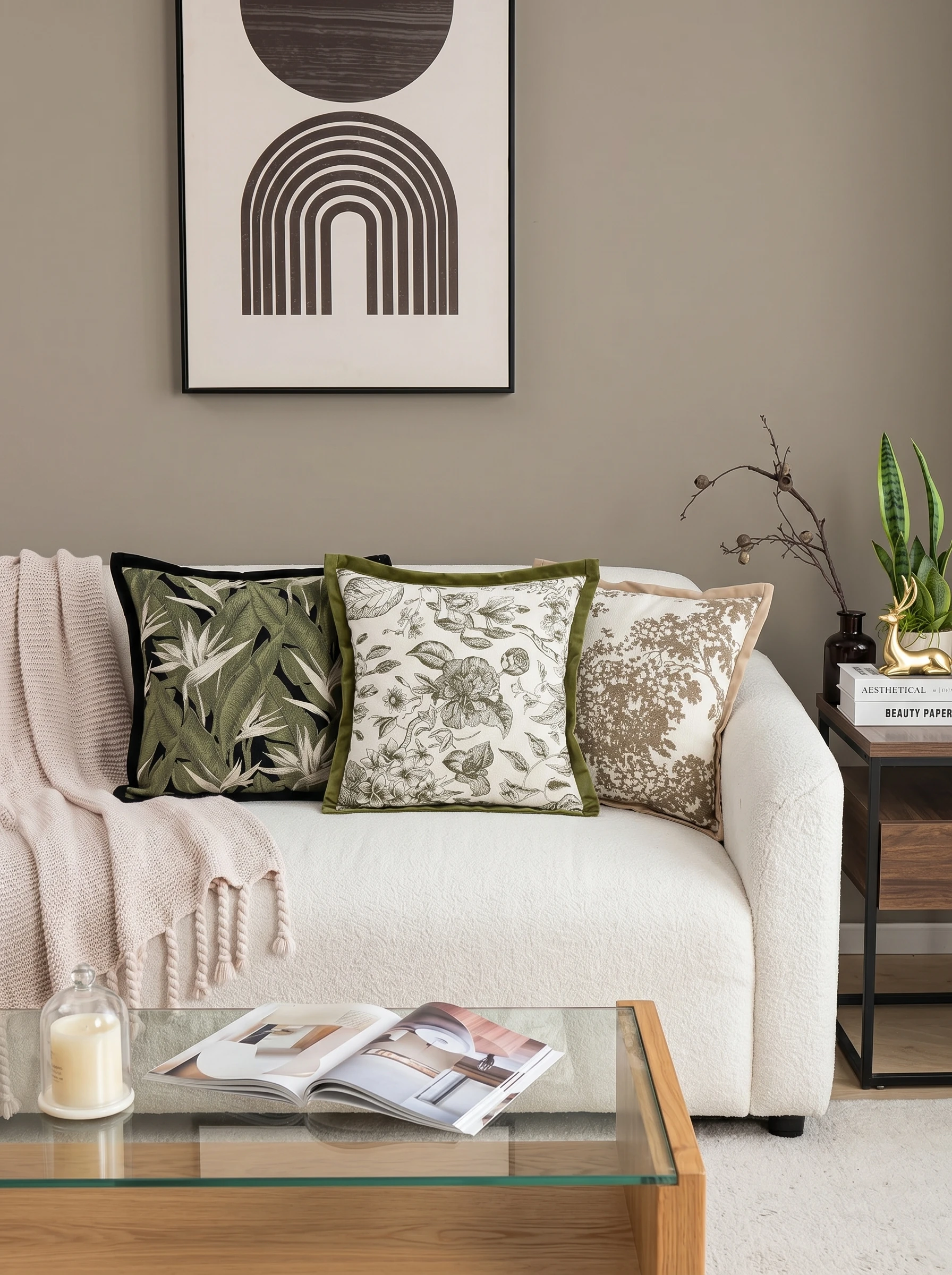 Boho Dot Cushion Cover Set | Minimalist Cream Style Pom Pom Decorative Pillow Case | Soft Textured Square & Lumbar for Sofa Bed