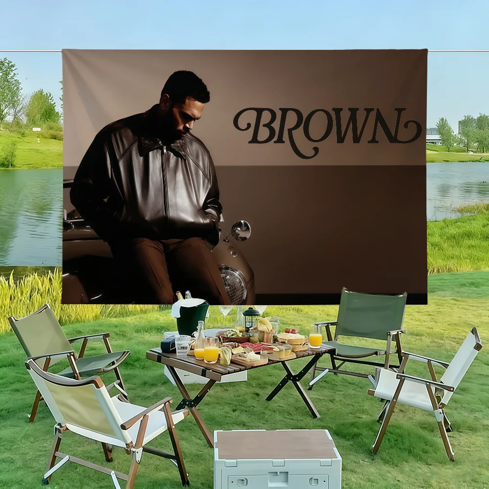 Singer C-Chris B-Brown BROWN Flag Wall Decorations Home Decor Suitable For Living Room Bedrooms Dormitories Parties And Holidays