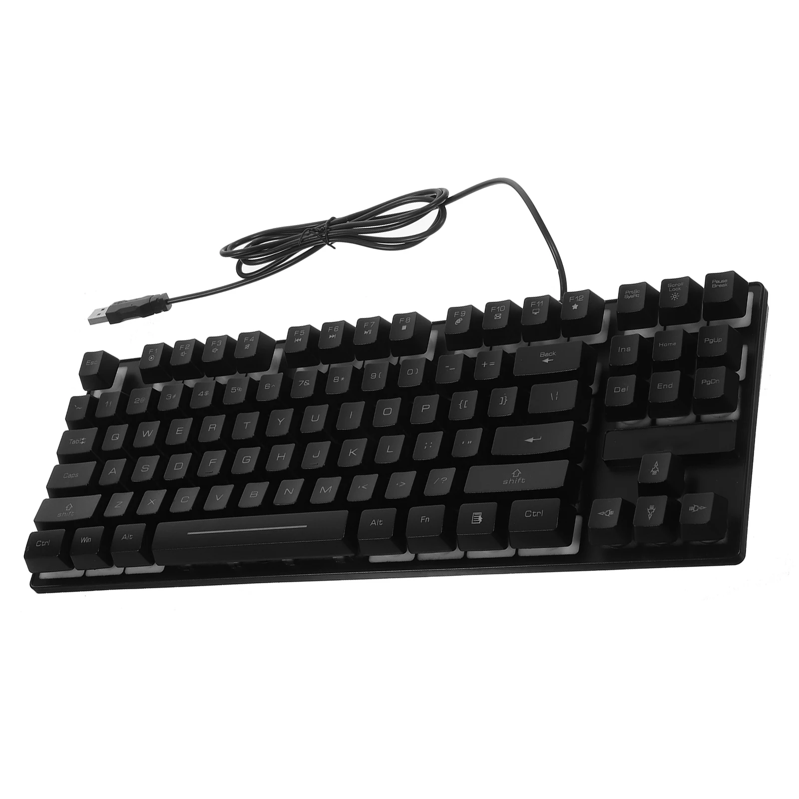 

87Key Gaming Keyboard Wired LED Backlit Mechanical Feel Compact USB 12Multimedia Keys Waterproof Colorful Gift Computer