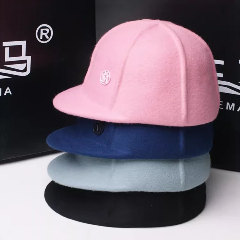 New Style Spring Autumn Season Woollen Baseball Caps Men Women M Letter Strip Shape Fashion Sunblock Visor Hats Equestrian Cap