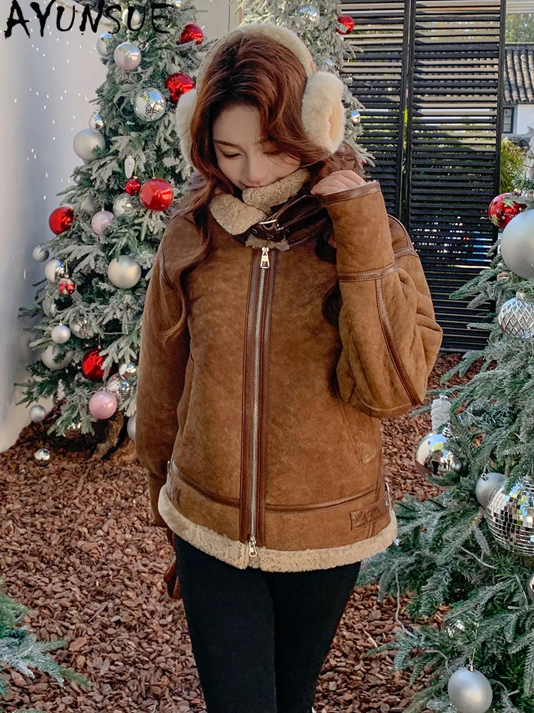 Tcyeek 정품 가죽 자켓 여성 겨울 의류 2025 천연 모피 코트 빈티지 Motocycle 코트 여성 겉옷 Пальто Женское