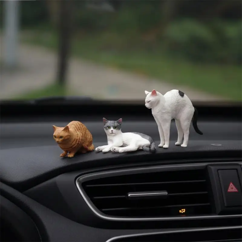 Simulated Cat Car Ornament Mini Size Universal Fit Kitten Decor Space Saving Auto Decoration for Car Door Window Edge Commute