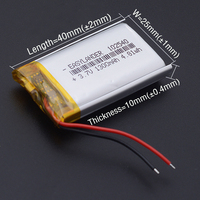 3.7V 1300mAh 4.81Wh 102540 Li-Polymer Li Battery 3 Wires JST 3Pin 1.0mm Plug For Driving Recorder GPS DashCam Satnav