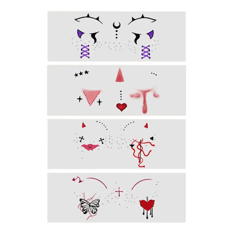 

Temporary Face Sticker Creative Temporary Makeup Facial Sticker 4x Halloween Waterproof Face Stickers Ghost Fake Blood Stains