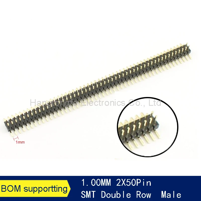 Imagem -06 - Conector Reto Chapeado Ouro Tira do Encabeçamento Fileira Dobro Ângulo Direito Smt mm Passo de 1.0 mm 50 p 1x50 Pin 2x50 Pin Fêmea Peças