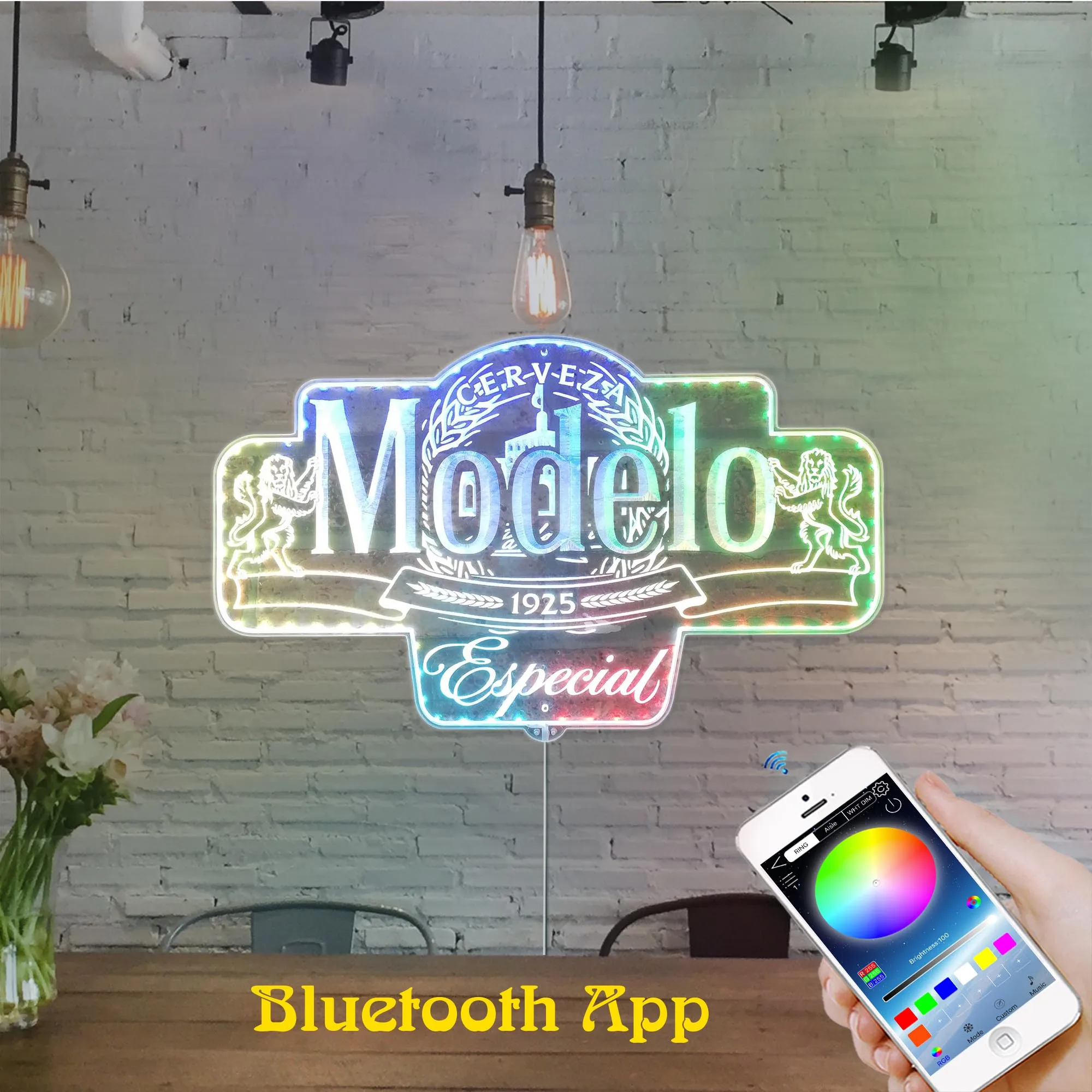 Modelo Especial Beer Neon Home Bar Dynamic RGB Edge Lit LED Sign