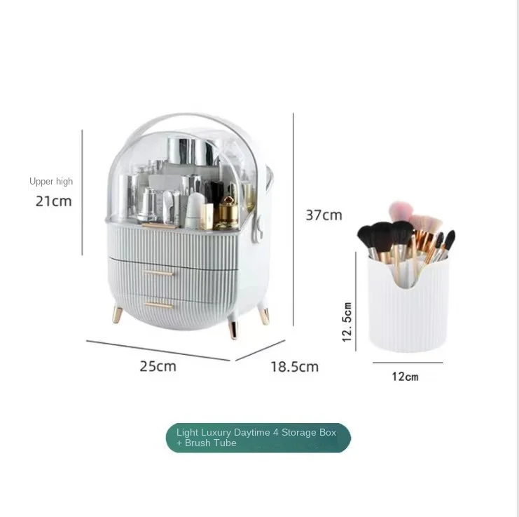 Large Cosmetic Storage Box Desktop Capacity Dustproof Storage Rack Vanity Lipstick Cosmetics Jewelry Storage Cabinet Organizer