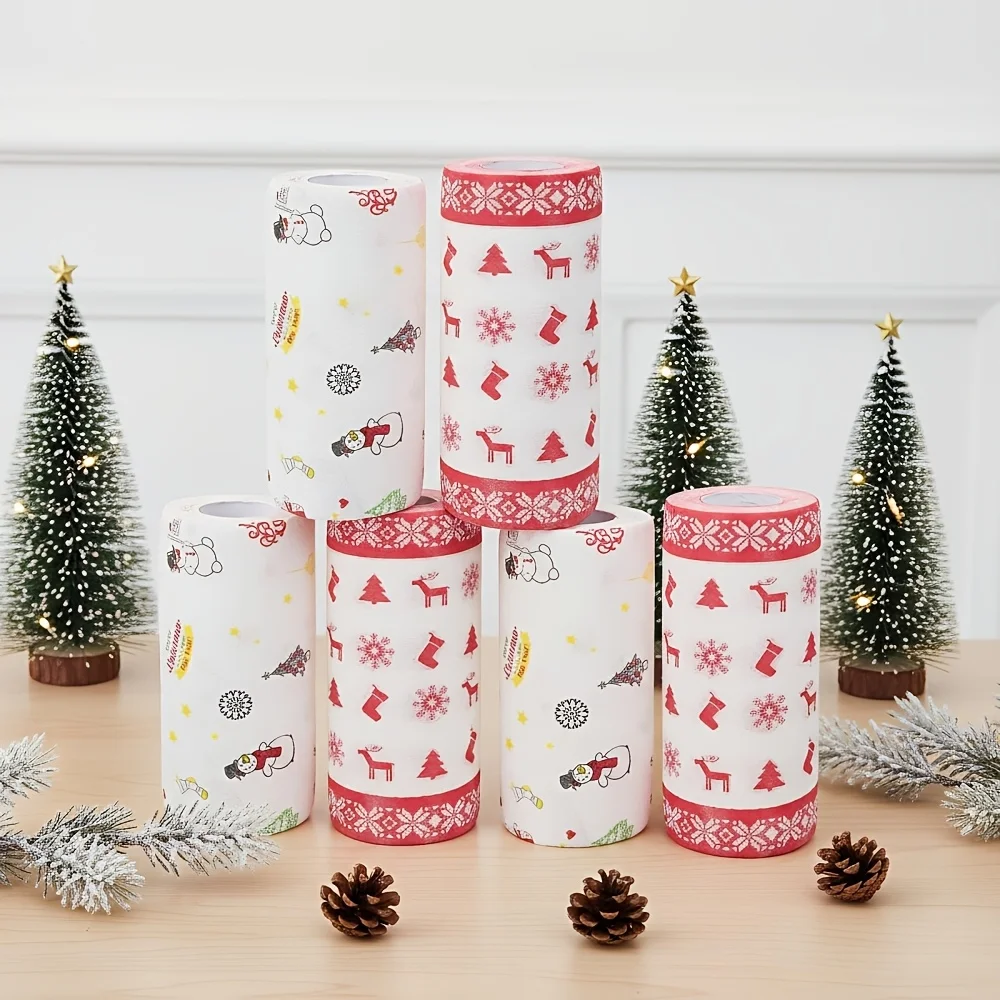 Christmas Disposable Kitchen Paper Towels Absorbent Hand Wipes Oil‑Proof Food Liner Paper For Home Kitchen Restaurant Shop Holid
