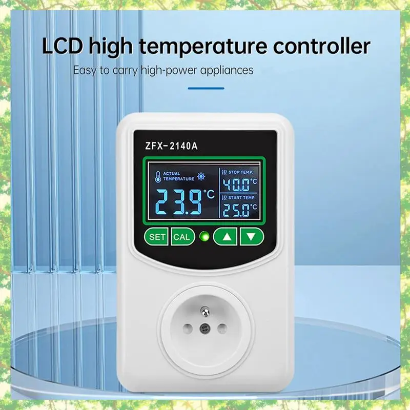 Smart-ZFX-2140A display digital lcd de alta potência controlador de temperatura soquete termostato sensor sonda plugue da ue
