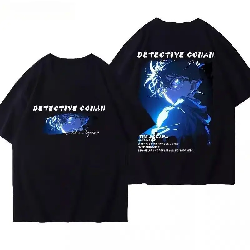 Anime japonês detetive conan camiseta de manga curta masculina solta de manga curta topo roupas de verão popular masculino e feminino