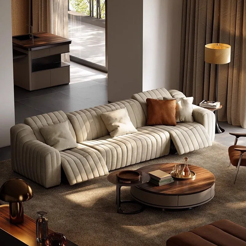 Electric functional sofa horizontal hall size apartment electric fabric sofa electric straight row functional sand