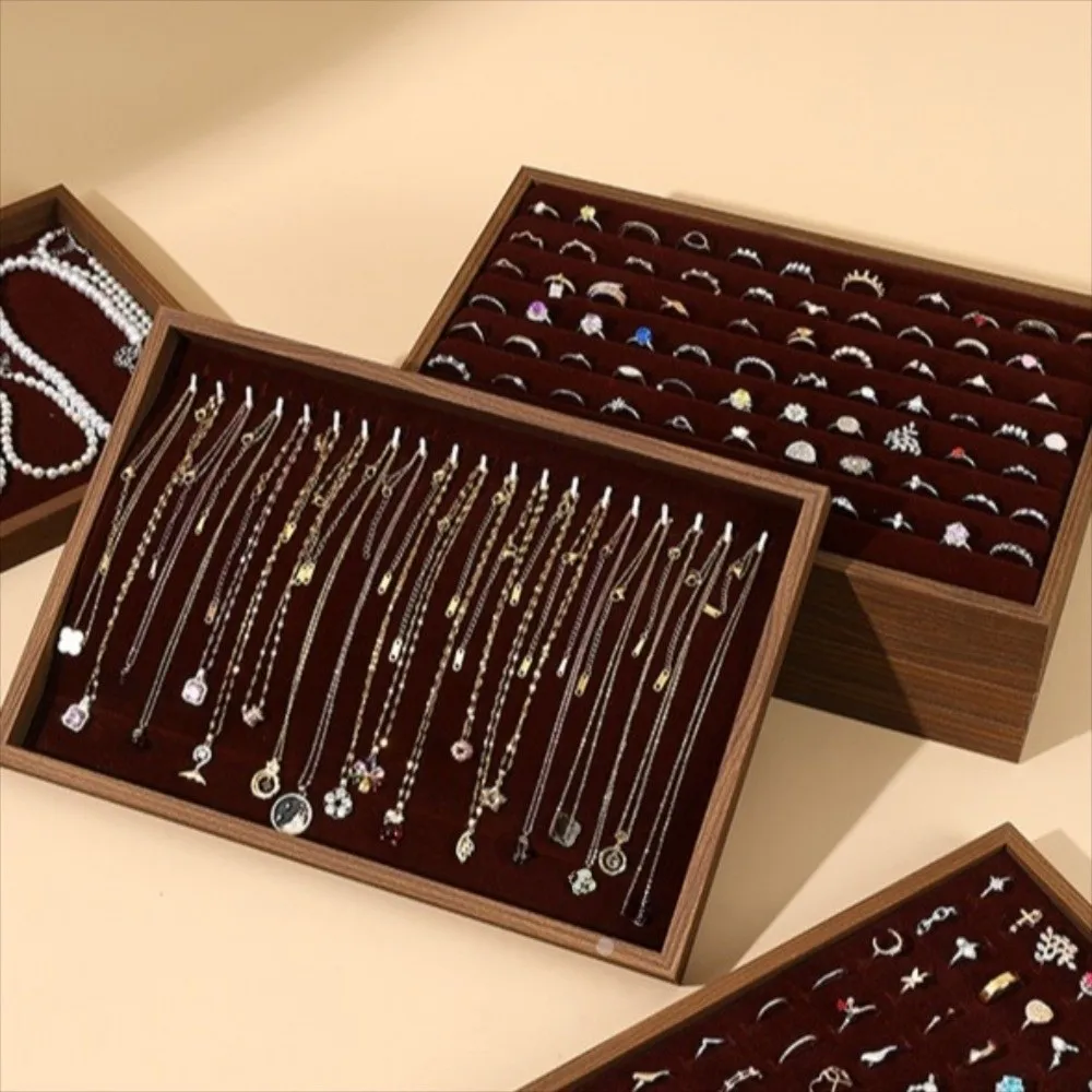 Stackable Jewelry Display Tray Multi Compartments Flat Bottom Bracelets Storage Organizer Space Saving Anti-slip