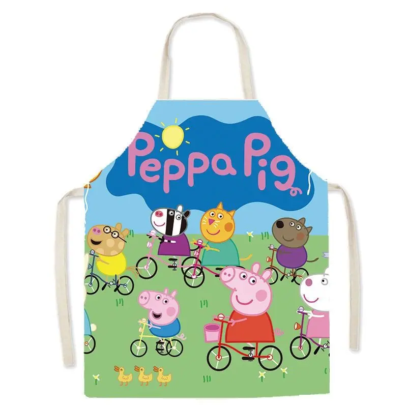 

Peppa Pig George Pig Cartoon Children's Waterproof Stain Apron Parent-Child Home Kitchen Cleaning Oil Stain Cute Print Gift