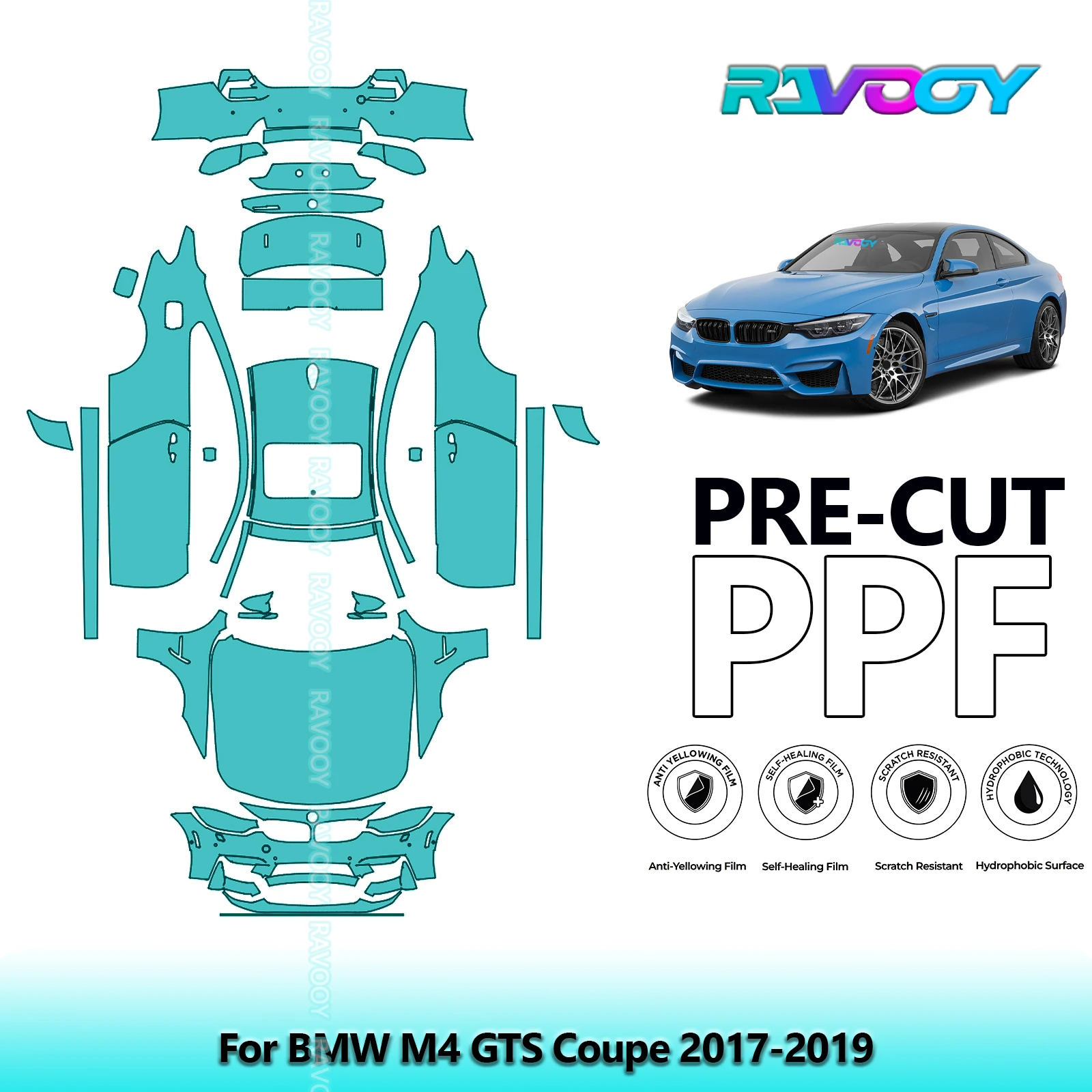 

Precut PPF Paint Protection Film Full Vehicle For BMW M4 GTS Coupe 2017-2019