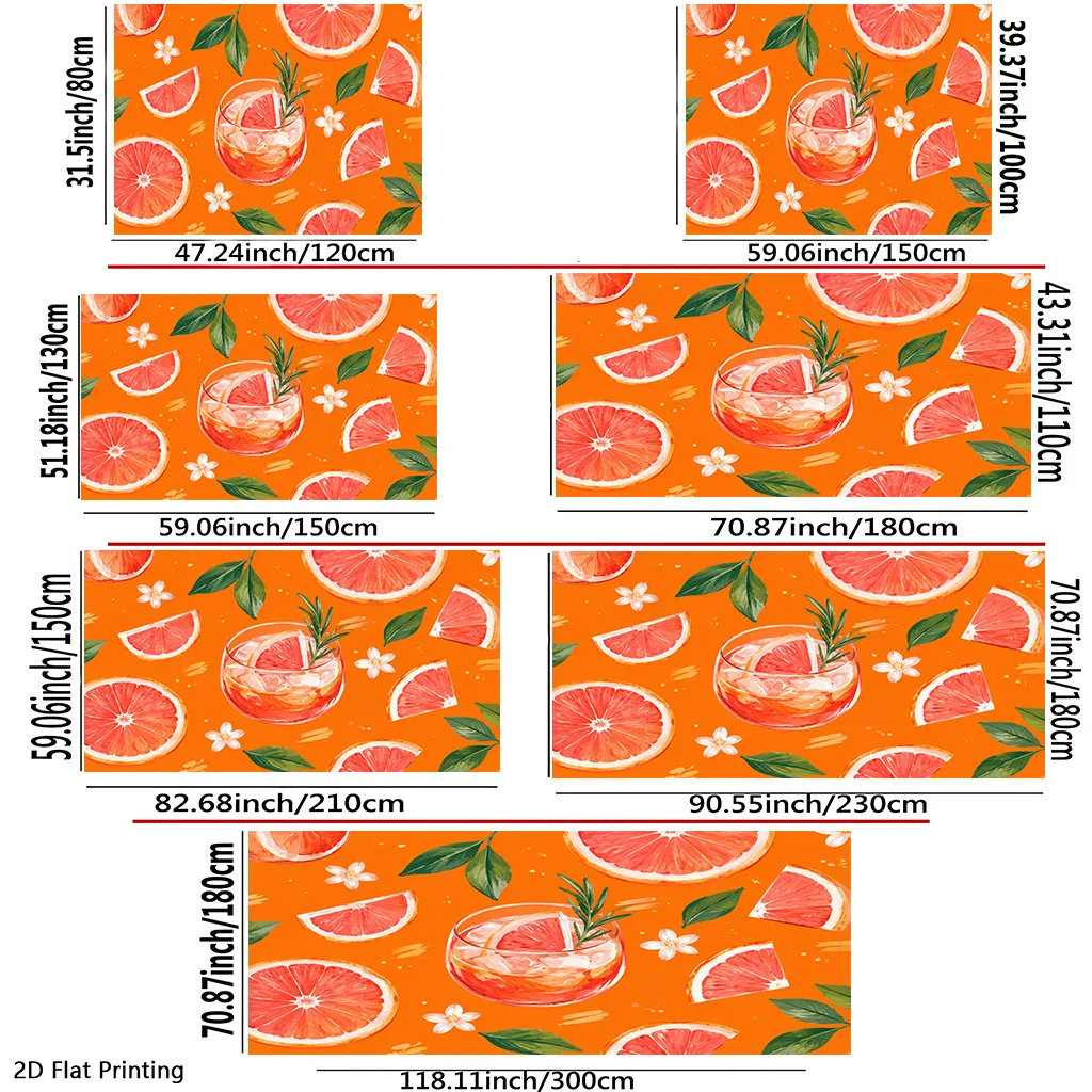 Boho Tropical Grapefruit Citrus Wall Tapestry Summer Vacation Decor Polyester Wall Art Watercolor Print Kitchen Bathroom Tropica
