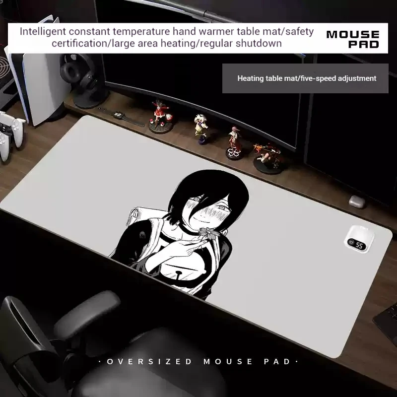 Chainsaw Man Makima Heating Mouse Pad Cartoon Super Large Warming Table Anime Advanced Warming Table Pad Keyboard Pad Office Pad