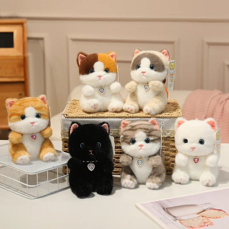 

Мягкая плюшевая игрушка-кошка Каваи 16 см, черная кошка, плюшевая кукла-подвеска, подарок на день рождения, декор для дома и сумок