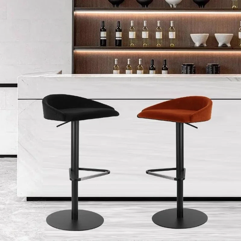 

Designer's Modern Minimalist Lift Bar Chair, Light Luxury Italian Style Home Island Coffee Shop Bar Saddle Leather Bar Furniture