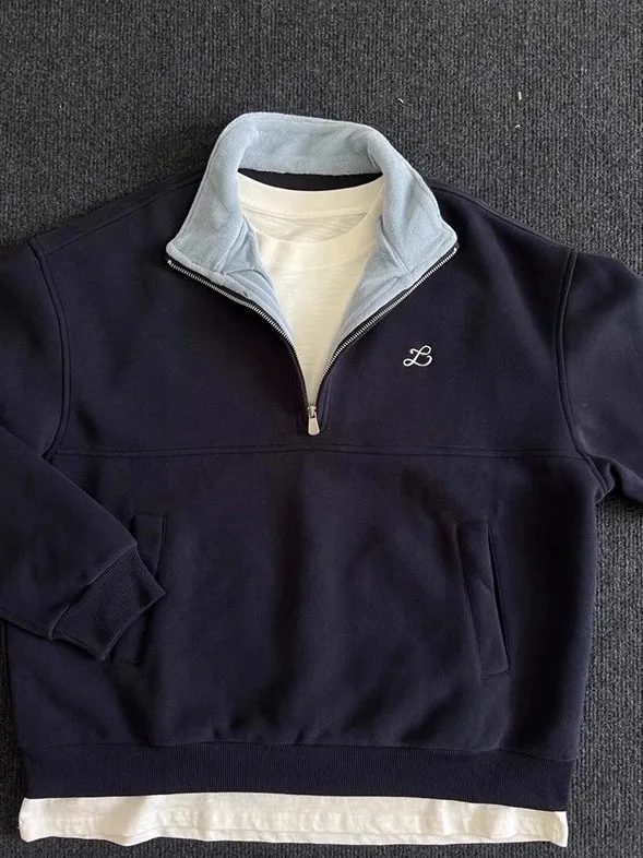 

American Sle f Zipper Hoodie Women's Loose Lazy Design Long Sve Top Color Blo Stand Collar Autumn Winter Faion