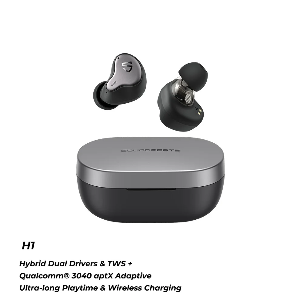 To H1 Hybrid Dual-Driver TWS Earphone Bluetooth 5.2 Apt-X QCC3040 HiFi sound Wireless Charging Earbuds 40Hrs Playtime