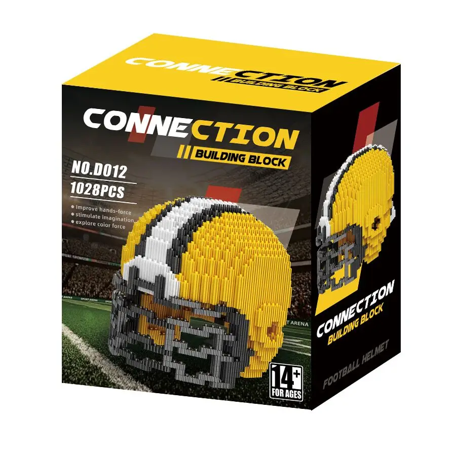 1028PCS Football Helmet Tandem building blocks  Assembled Model Connection Bricks Educational Toys for Christmas Halloween Gifts