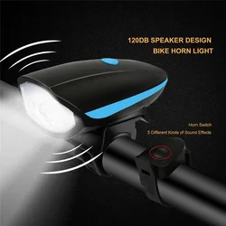USB Rechargeable Bicycle Light Bike Front Light Waterproof Night Riding Bicycle Headlight With Horn