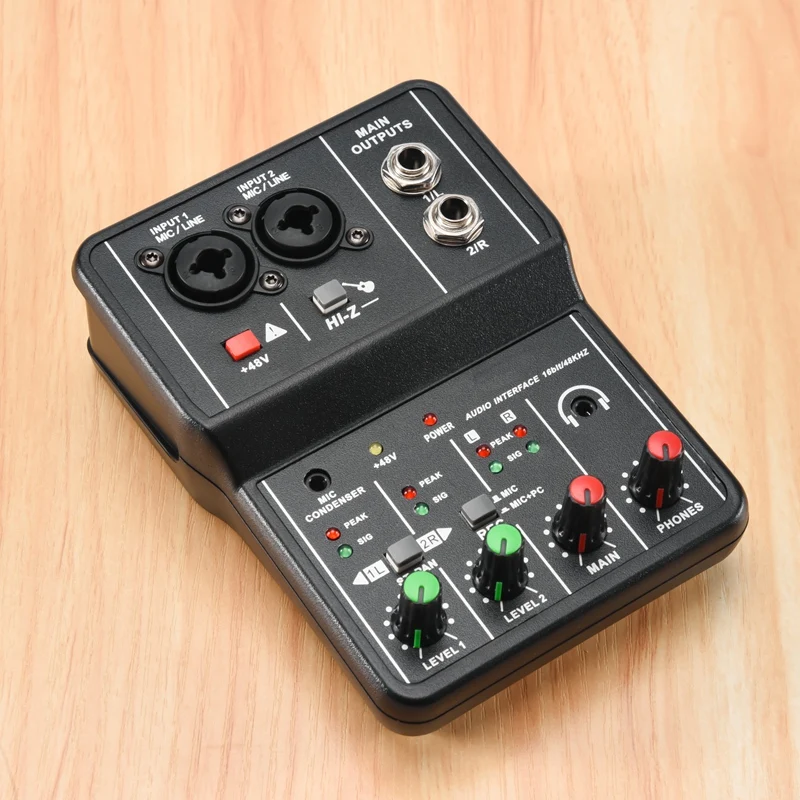 TEYUN Q-12 Sound Card Audio Mixer Sound Board Console Desk System Interface 4 Channel 48V Power Stereo Computer Sound Card