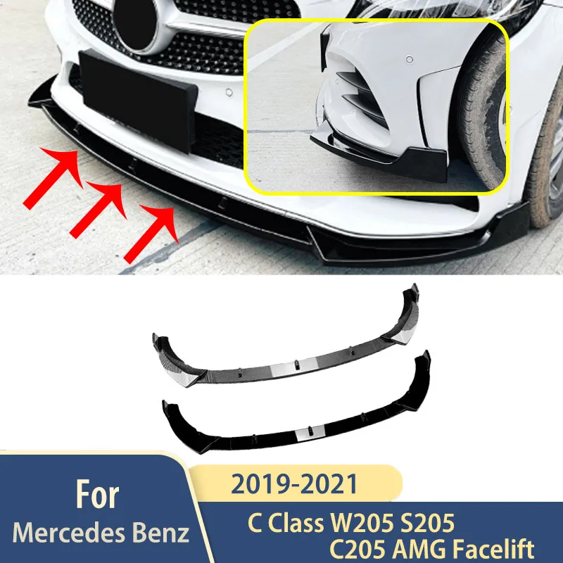 

AMG 2019 2020 2021 Front Bumper Lip Splitter Accessories For Mercedes C Class W205 C205 S205 Car Exterior Diffuser Body Kits