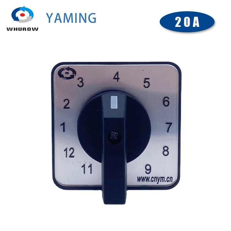 12 Positions Large Panel 64*64mm YMW26-20/6 Rotary Cam Switch 690V LW26-20A 6 Poles Silver Contact