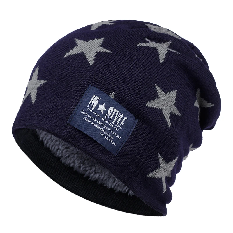 Fashion five-pointed star style wool hat fashion new autumn and winter thick knit hats outdoor windproof warm caps