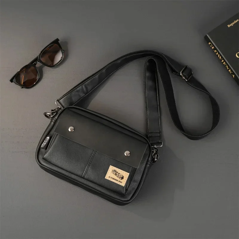 Trendy Leather Men Messenger Bag Fashion Shoulder Crossbody s Casual Handbag Outdoor Small Male Square