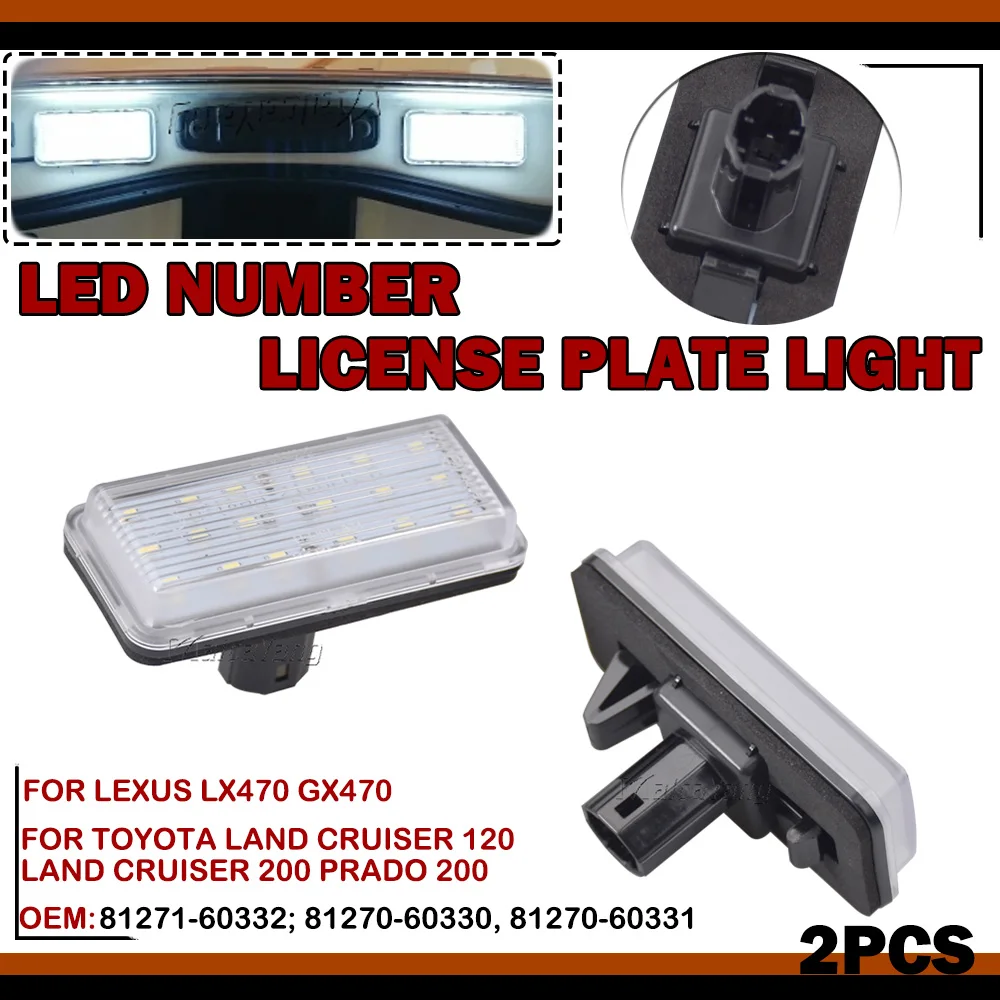 Number License Plate Light For Toyota Land Cruiser J100 J200 Prado 120 Reiz 4D Mark X For Lexus LX470 LX570 GX470 LED Car Lamp