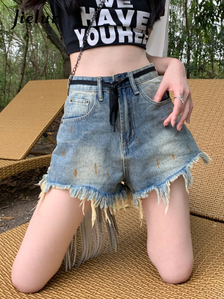 Summer New High Waist Slim Denim Women Shorts Fashion Street Casual Loose Woman Shorts Simple Basic Blue A-Line Shorts Female