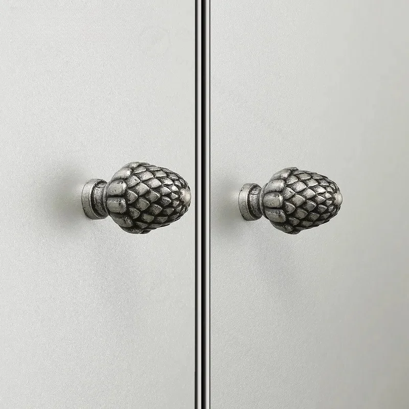 Antique Zinc Alloy Single Hole Pine Cone Drawer Handle Modern Cabinet Wardrobe Bedside Table Patterned Furniture Knob Pull