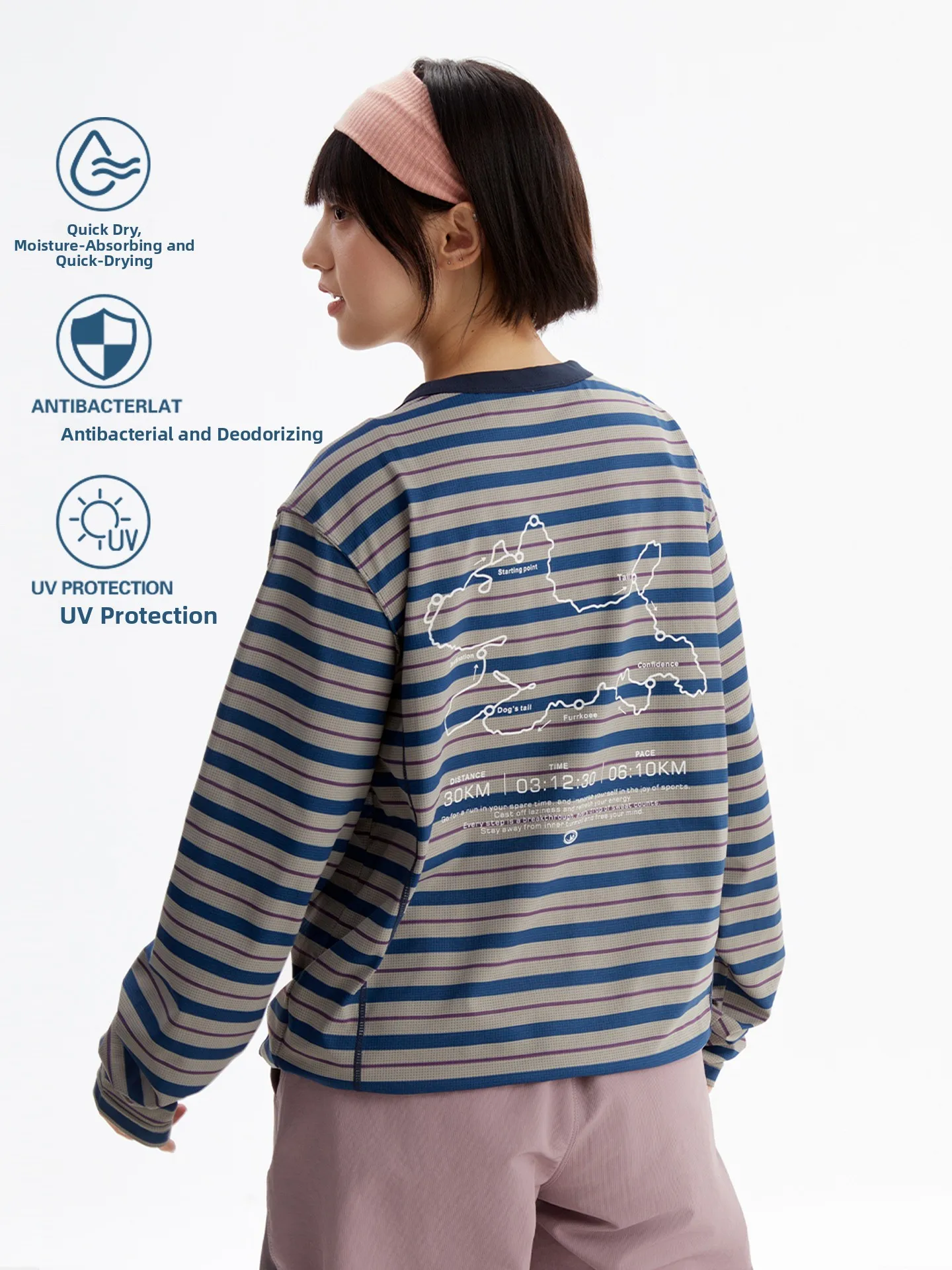 Retro American Color Block Striped Long Sleeve T Shirt Unisex Autumn Trendy Loose Versatile Moisture Wicking Quick Dry Sport Top