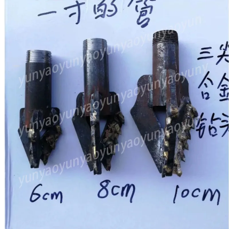 Super Hard Alloy 3 Wing Rock Drill Bit, 1 Inch Drill Pipe Water Well Drilling Tool for Mining Operation