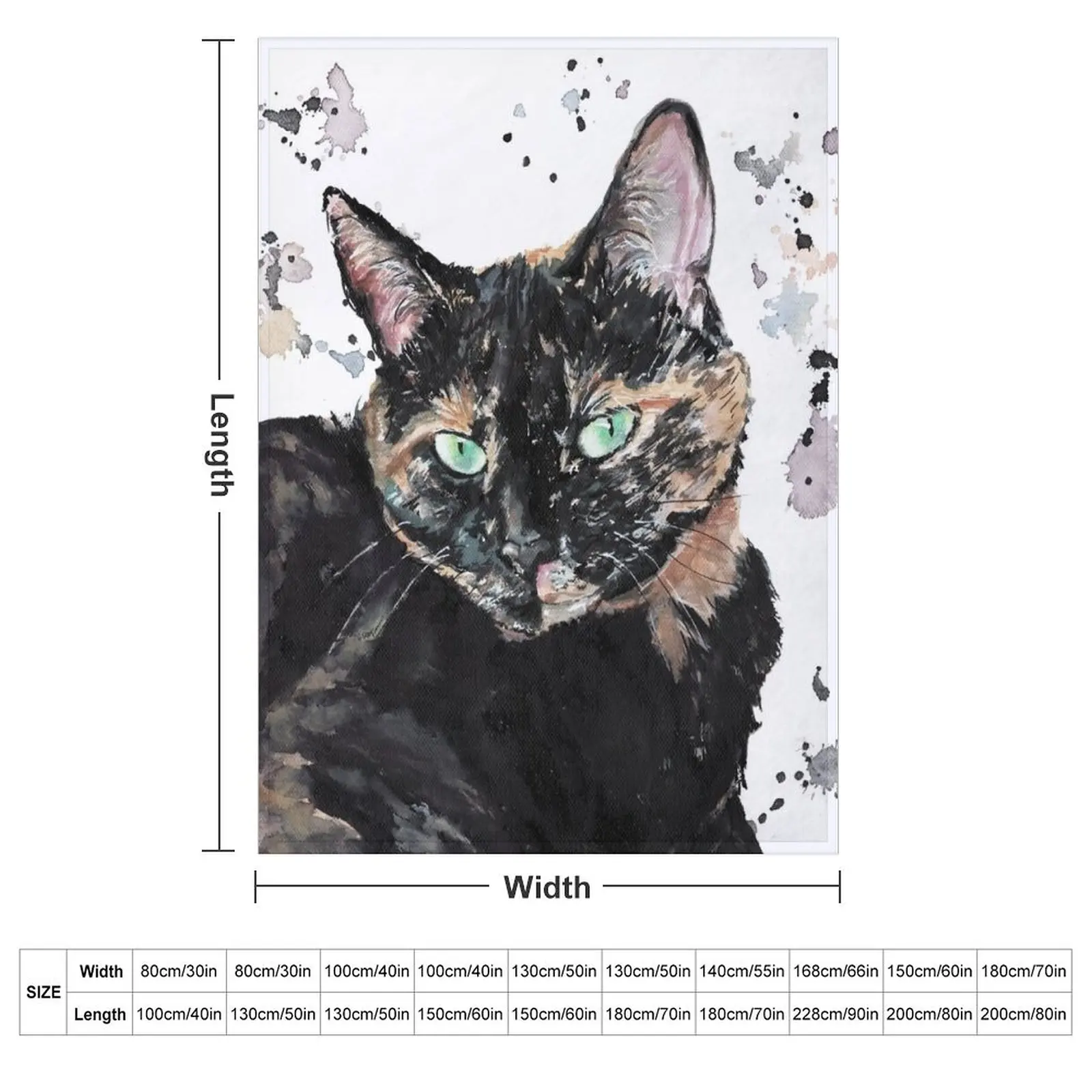 Watercolour Torti Cat Throw Blanket Softest Furry Hairy For Sofa Thin Personalized Gift Winter beds Blankets