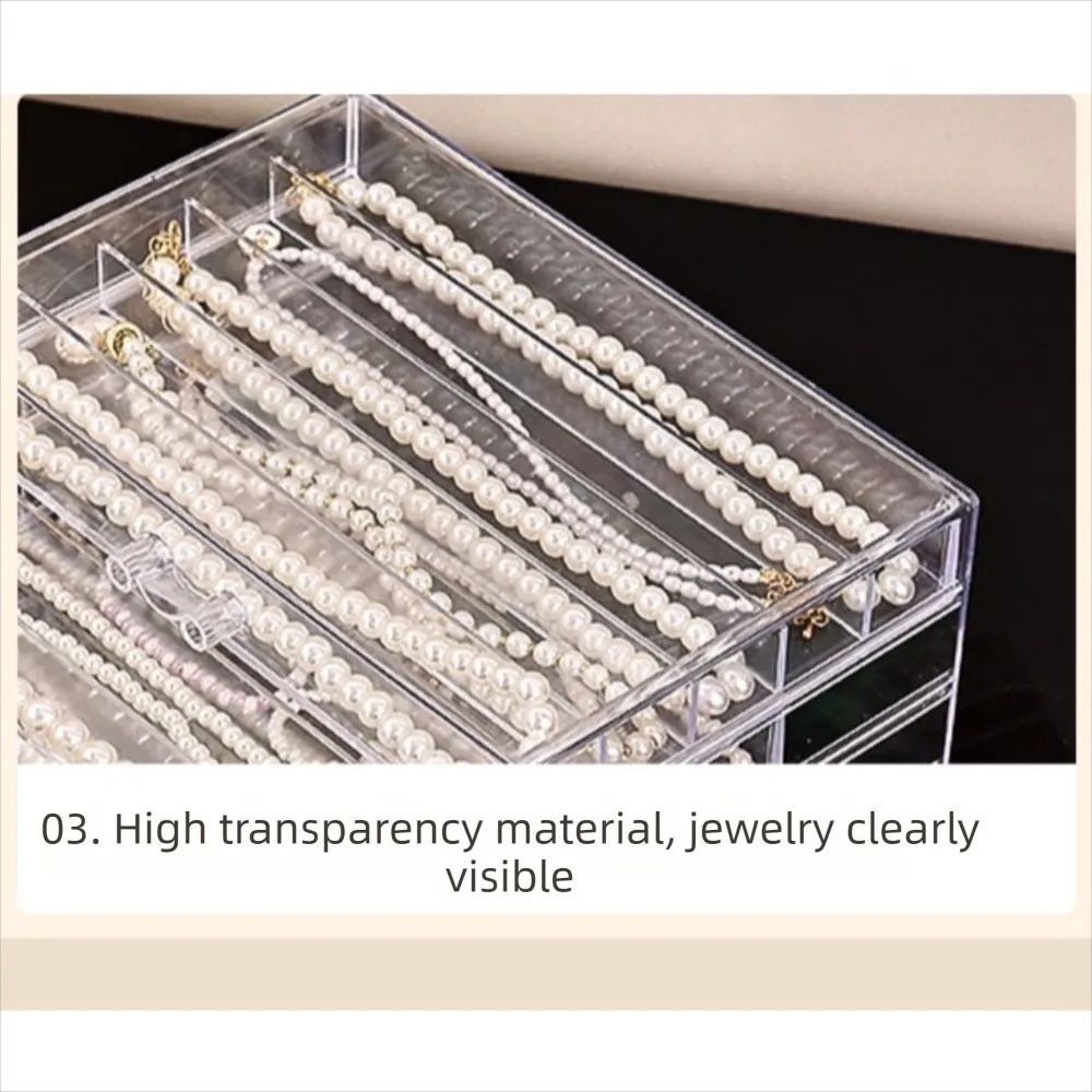 3/5 Layer Transparent Necklace Storage Box Dust-proof Waterproof Necklace Display Cabinet Large Capacity Organizer Jewelry Tray