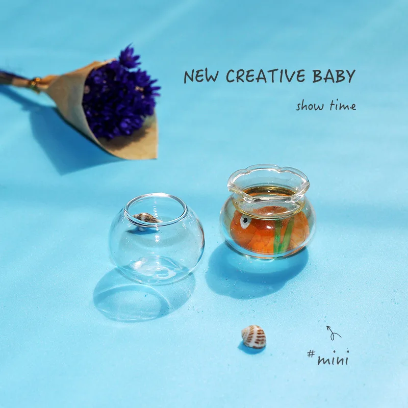 1/6 BJD Doll Dollhouse Round Mini Empty Fish Tank Handmade DIY Miniature Items Glass Jar Ob11 Toys Dolls House Accessories Model